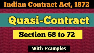 Quasi Contracts in Indian Contract Act ,1872 || Section 68 to 72 of Quasi Contract- Business Law