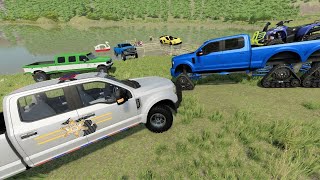 Police give tickets to illegal party on the lake | Farming Simulator 22