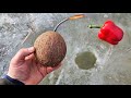 Coconut tnt in the ice hole  explode ice with mega petard