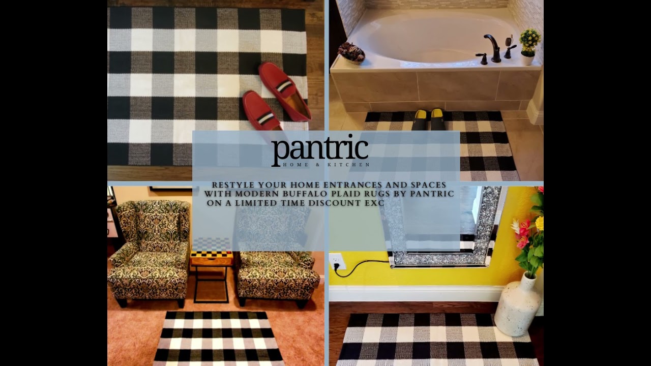 Restyle your home entrances and spaces with modern buffalo plaid rugs by Pantric