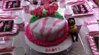 Pink Safari Zebra Baby Shower Cake