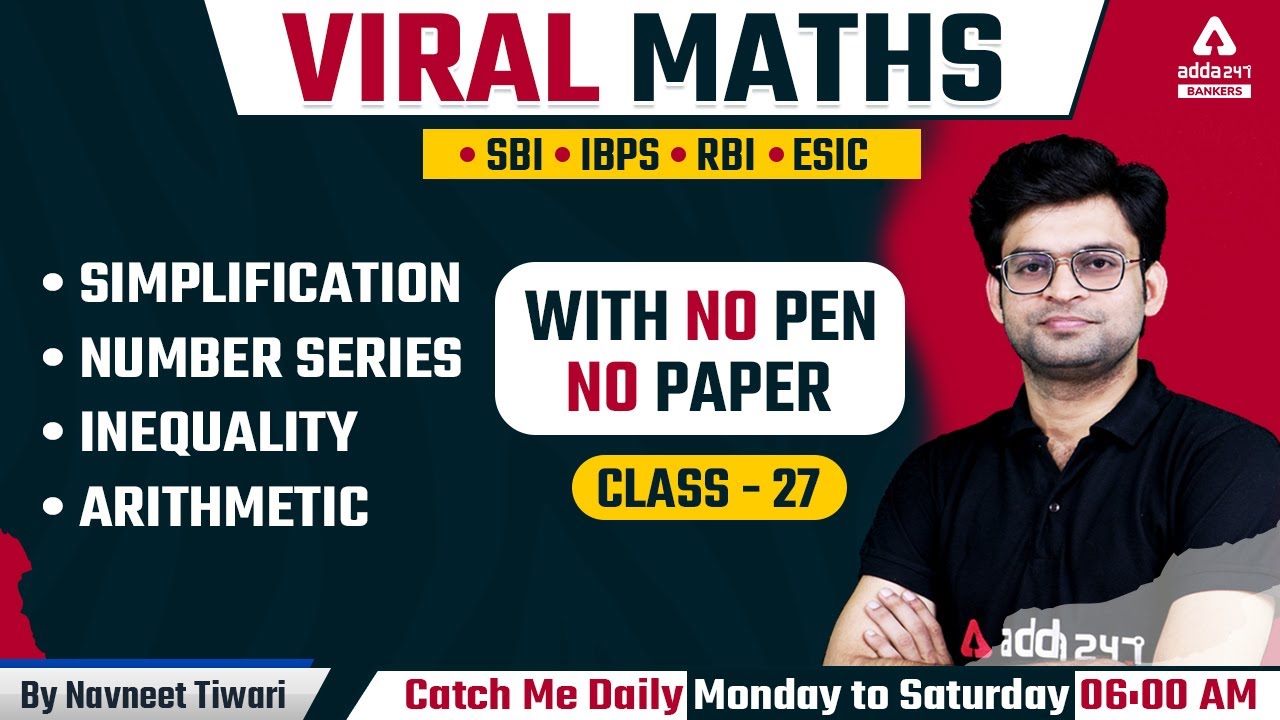 Simplification and Number Series | Class 27 | Quadratic Equation | Viral Maths By Navneet Tiwari