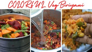 Colorful? Veg Biryani with Beetroot, Beans, and Carrots | Healthy & Delicious