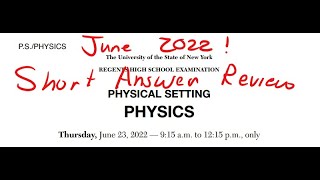 June 2022 Physics Regents Review (Part B-2 and Part C)