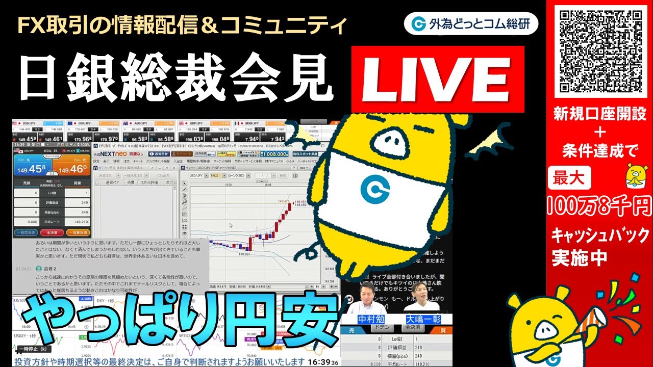 ☆12000円まで毎日100円ずつお値引き☆未使用☆AMERI☆☆☆ FX実践解説、日銀植田総裁会見ライブ「やっぱり円安」（2025年7月31日