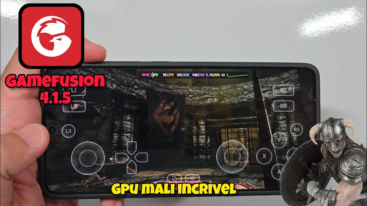 AGORA SIM! GAMEFUSION (GAMEHUB) EMULADOR DE PC RODANDO SKYRIM NA GPU MALI NA MELHOR CONFIGURAÇÃO