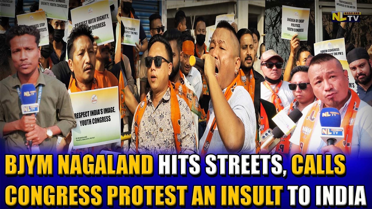 BJYM NAGALAND HITS STREETS, CALLS CONGRESS PROTEST AN INSULT TO INDIA