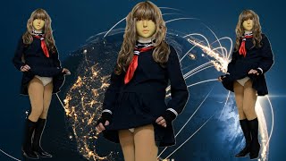 female mask kigurumi doll　Japanese school-uniform zentai girl