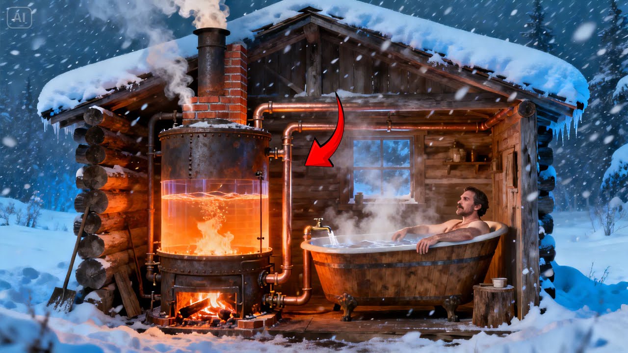 THEY MOCKED HIS "WATER TANK" CHIMNEY... UNTIL HE HAD HOT BATHS DURING THE BLIZZARD