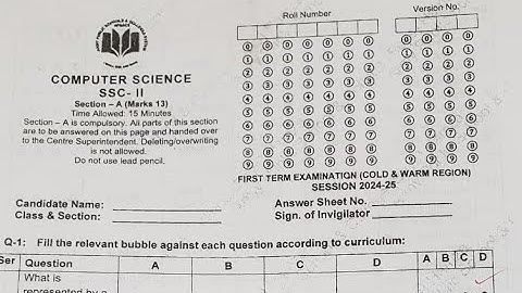 APS Computer Science Class 10th Term Exam paper || Sendup Paper computer