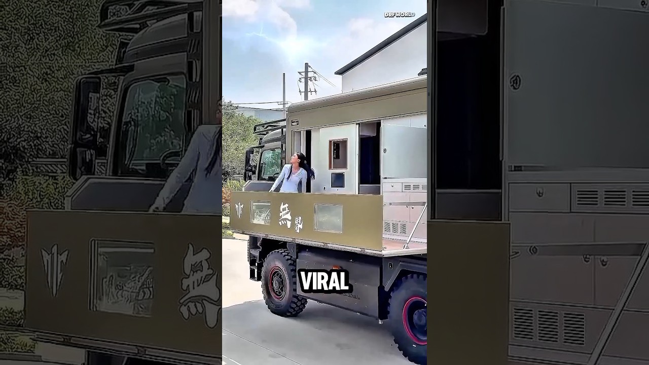 ⁣Hujan badai with Women Truck Campervan #camping #automobile #rv #outdoors #motorhome