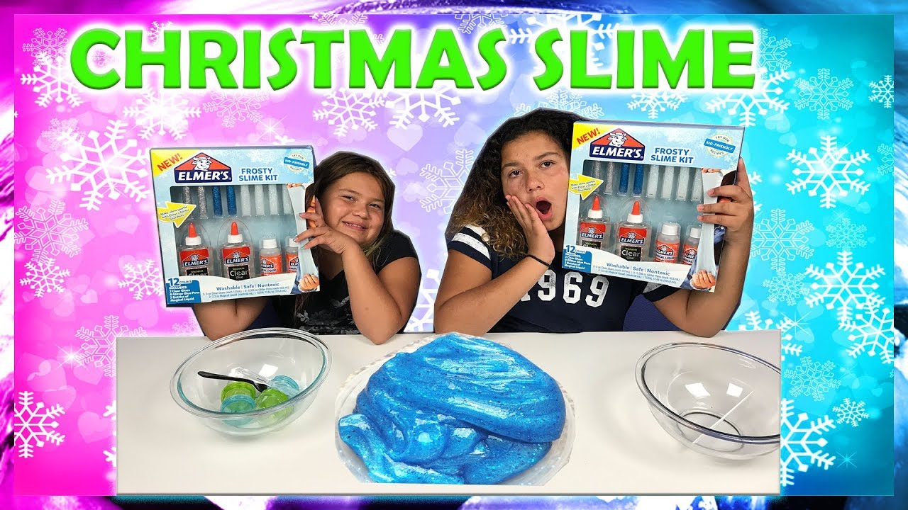 MAKING CHRISTMAS SLIME - NEW ELMER'S FROSTY SLIME KIT - YouTube