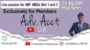 Adv. Accounting MIMP Concept and MCQs TY Bcom CA Shubham Maheshwari