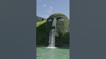 Vertical video - garden head with waterfall