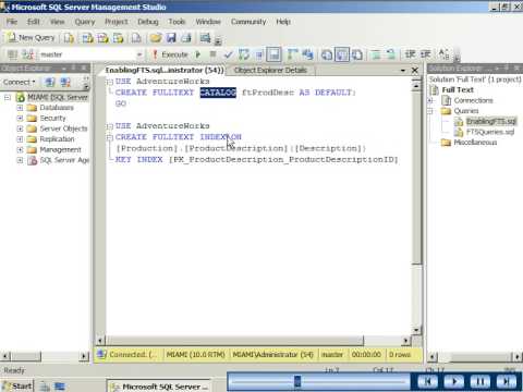 SQL Server 2008 - Enabling Full Text Search