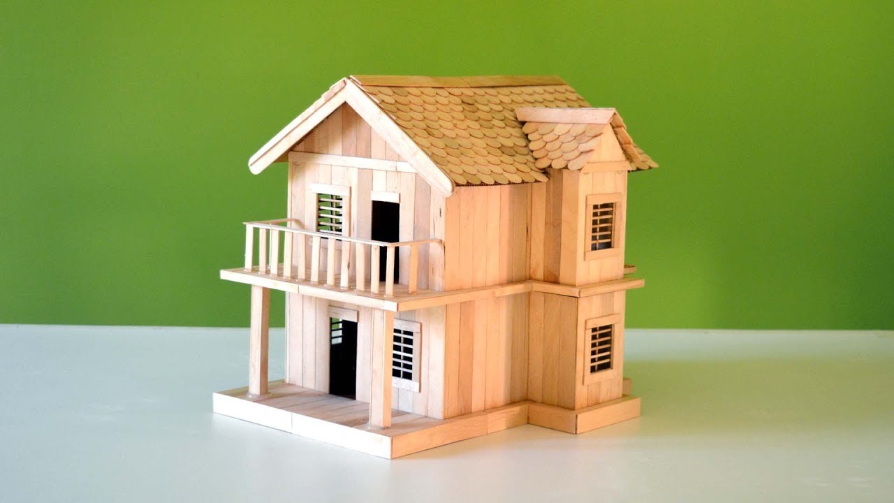 Building A Cute Tiny House By Using Popsicle Sticks - (Used 400