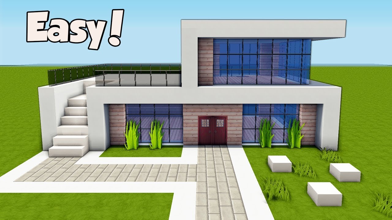 Minecraft How To Build A Small Easy Modern House Tutorial 25 Youtube