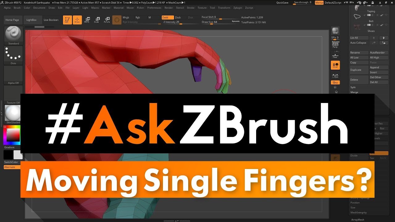 hands across america #AskZBrush: “Is there a way I can use the Move Brush to move a single finger?”