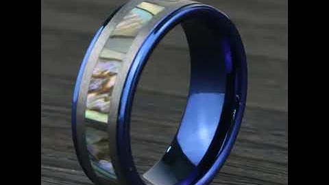 Abalone shell inlay tungsten carbide ring