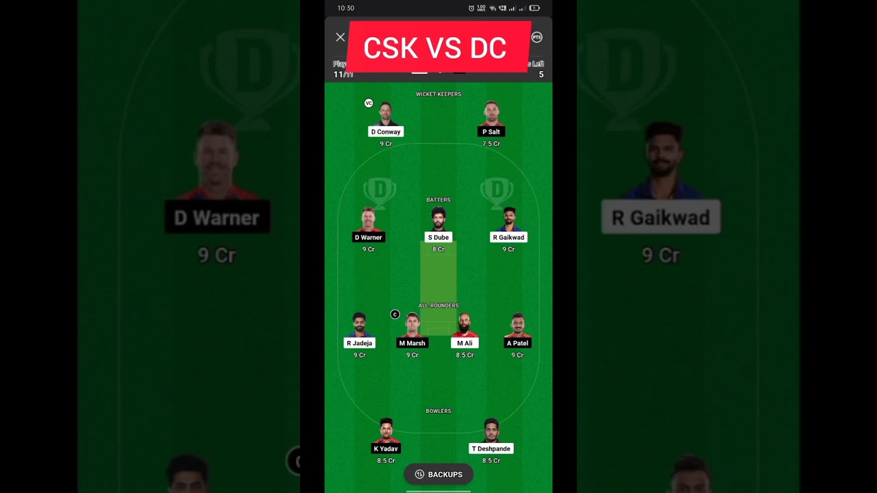CSK VS DC TODAY DREAM 11 TEAM | GRAND LEAGUE TEAM | TEAM PREDICTION | IPL 2023 | 