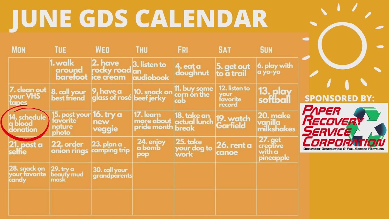GOOD DAY CALENDAR: Schedule a Blood Donation