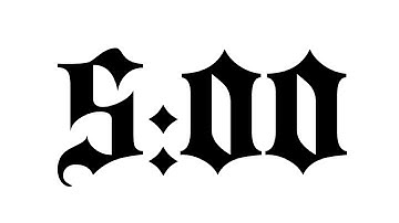 Medieval Font Countdown Timer - 5 minutes - Black on White Background