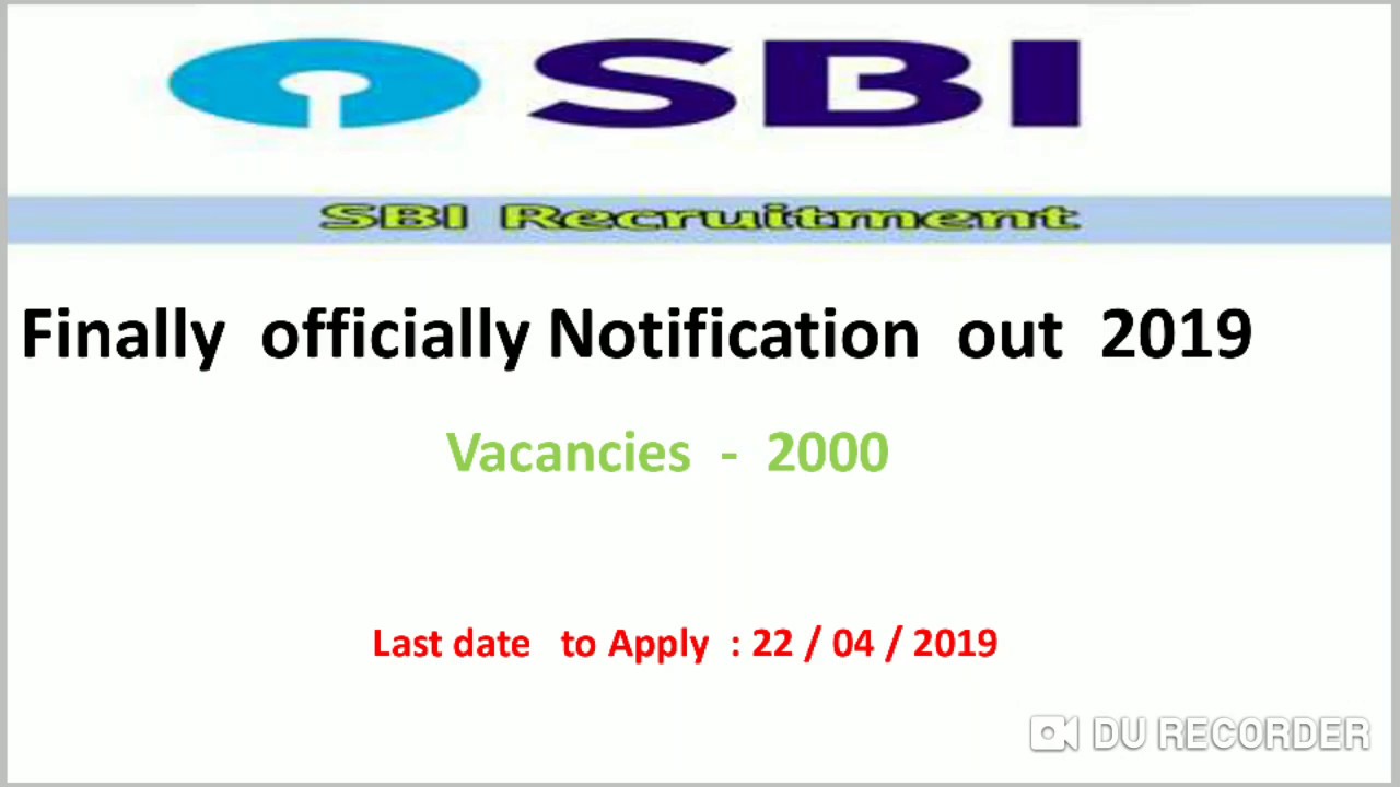 SBI Po official Notification Out 2019
