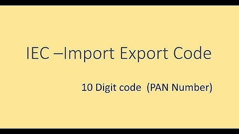 What is IEC/ Import Export code