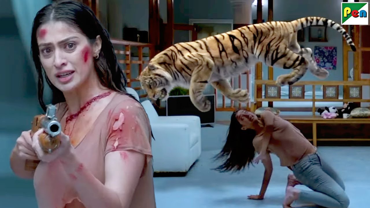औरत ने परिवार को बचाकर Tiger और अपराधी को पछाड़ा - Srikanth, Raai Laxmi - Mirugaa Tiger Attack Scene