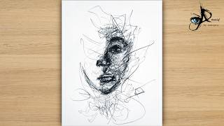 How to draw Abstract Face Drawing with Soft Charcoal on A4 Sheet | Creative Scribble Art Tutorial screenshot 2