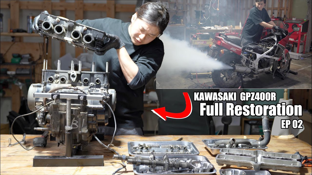 Kawasaki GPZ400R Ninja Restoration 2 |Двигатель был разобран.