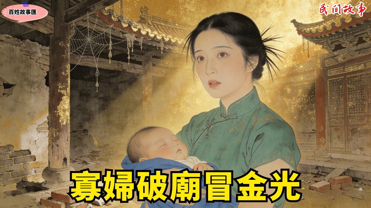 寡婦被婆婆趕出家門，路上撿到一個棄嬰，她帶著孩子住山腳下的破廟，沒想到深夜廟中突然冒出金光。#故事頻道 #民間故事#有聲書 #睡前故事#中國文化#故事分享