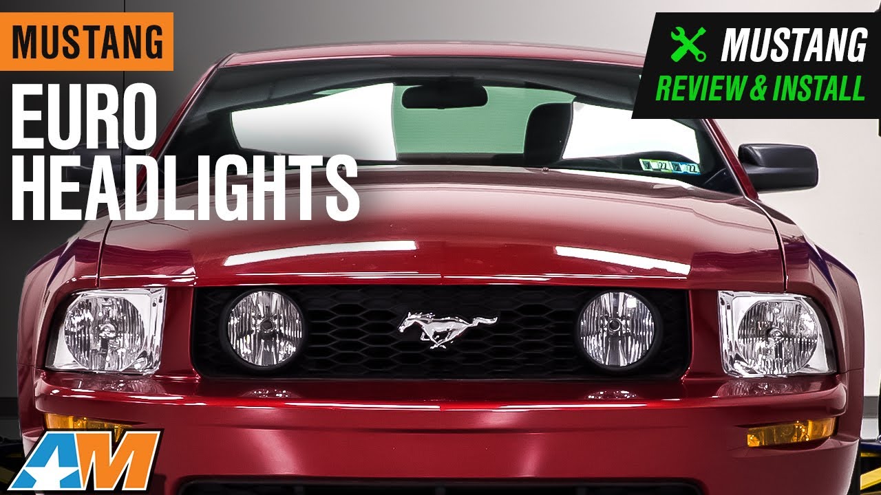 Mustang Euro Headlights; Chrome Housing; Clear Lens (05-09 Mustang