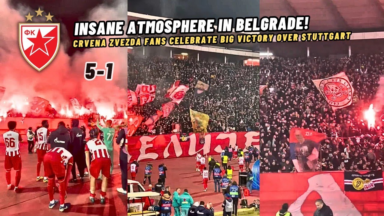 Incredible Scenes As Crvena Zvezda Fans Celebrate Big Victory Over Stuttgart In Belgrade