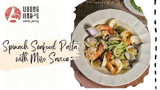 Spinach Seafood Pasta with Miso Sauce