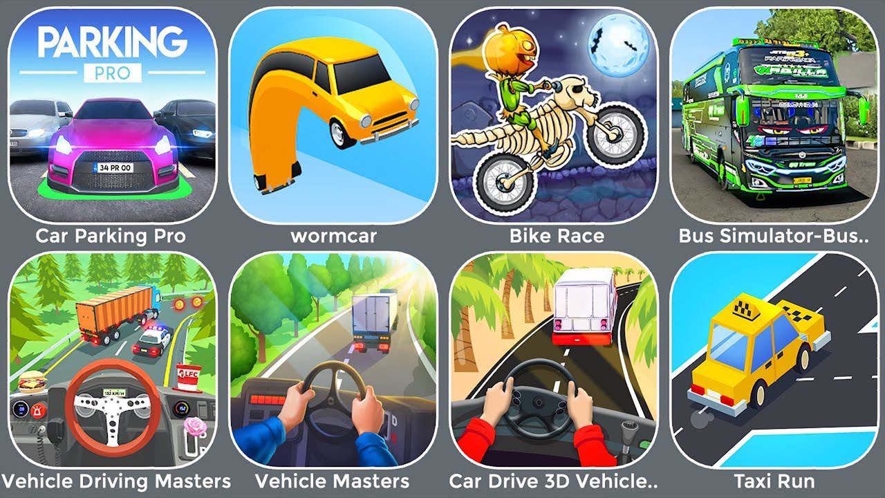 Car Parking Pro,Vehicle Masters,Bike Race, Bus Simulator,Taxi Run,Car Drive 3D Vehicle