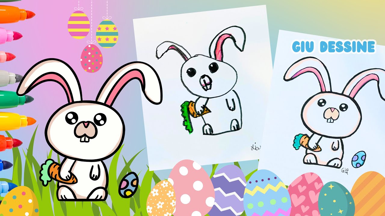 Comment dessiner un lapin de Pâques facilement ! - YouTube