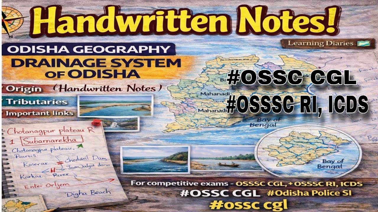 DrainagesystemofOdisha! Handwritten Notes!#odiastaticgk #riversofodisha#ossccgl 