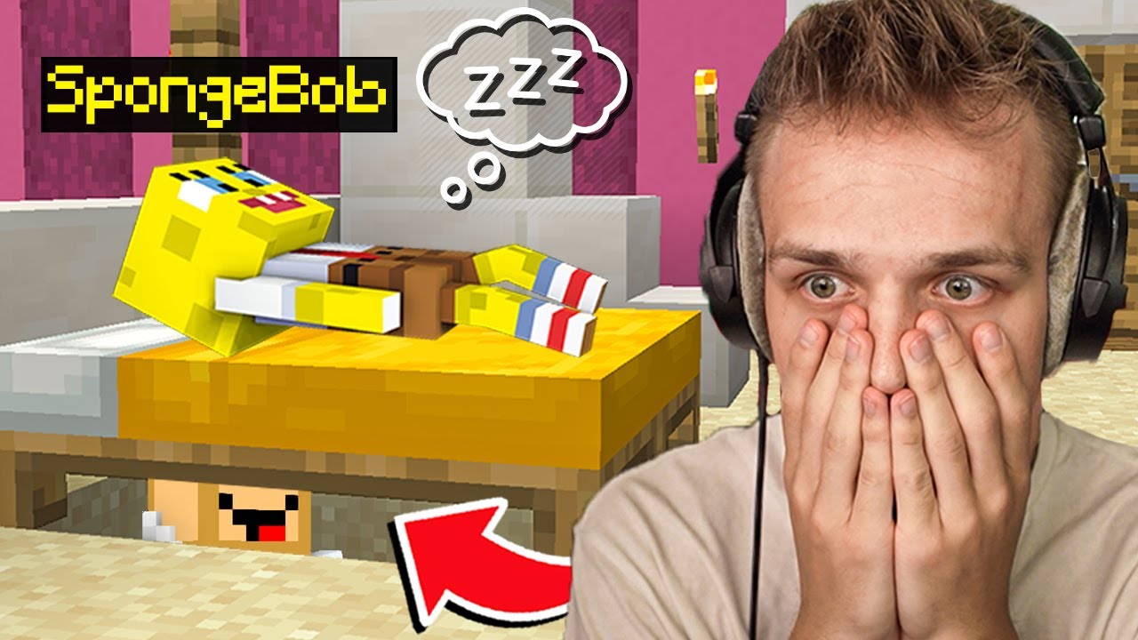 SPĘDZIŁEM 24H pod ŁÓŻKIEM SPONGEBOBA w Minecraft!
