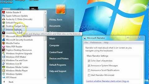 Using Narrator the basic screen reading tool built into MS Windows