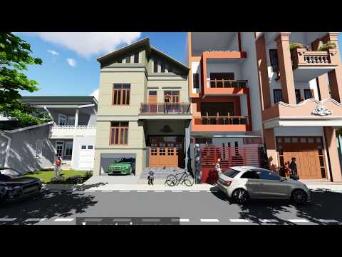 Video Mẫu nhà đẹp 2 tầng mái chéo làm bằng phần mềm revit - youtube