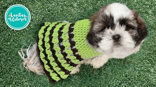 COMO TEJER UN SACO PARA PERRO PASO A PASO. Tejido a crochet. Sueter para mascotas a ganchillo‍