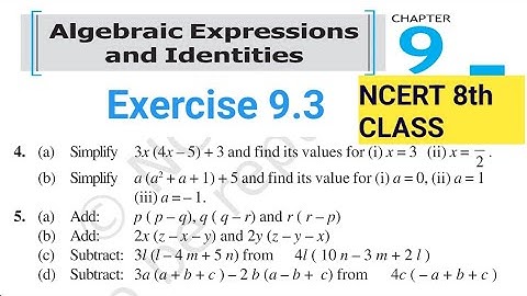Exercise 9.3 Q5 class 8 | Algebraic expressions and Identities Ch 9 | Ncert Maths 8 | Ex 9.3 Q5 |