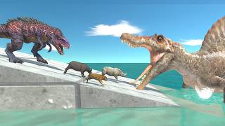 Escape the Half-Flooded Zigzag Tower - Can Animals  Survive T-Rex and Spinosaurus Attacks ? screenshot 4