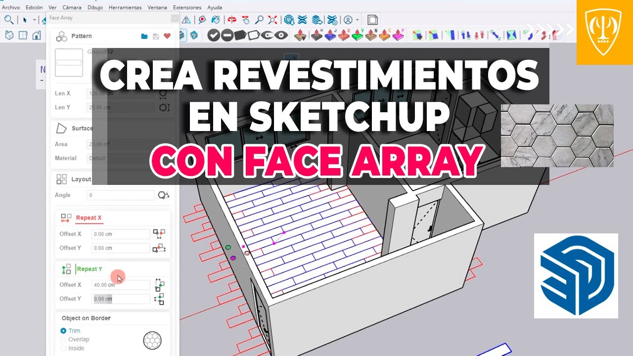 📌Crea Revestimientos y patrones de Pisos y Paredes en SketchUp con Face Array