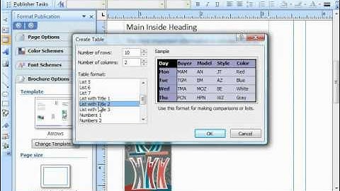Publisher 2003 Tutorial Inserting Tables & Choosing a Preset Format Microsoft Training Lesson 8.1