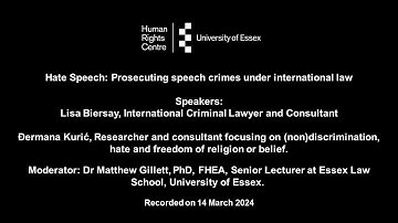 Hate Speech: Prosecuting speech crimes under international law - 14 March 2024