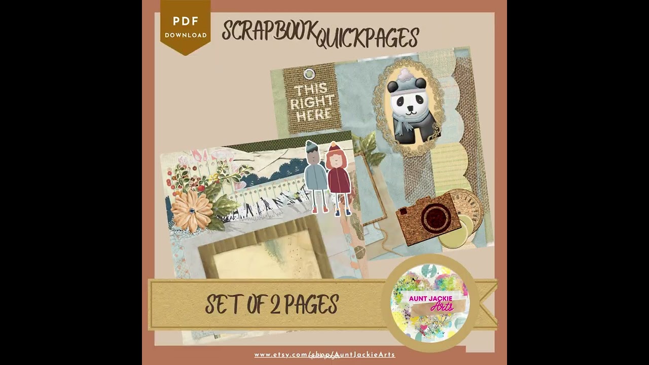 DIGITAL SCRAPBOOK Page - Winter Digital Scrapbook Layout - Pre-Made Shabby Vintage Quick Page