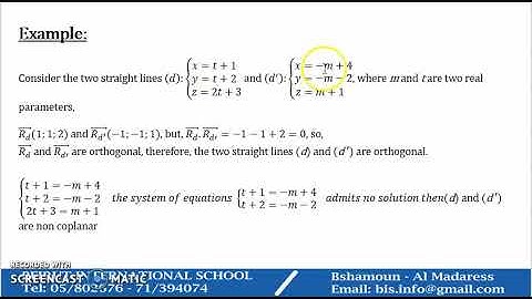 Beirut International School G12 LS - Math - Video Relative positions of two straight lines