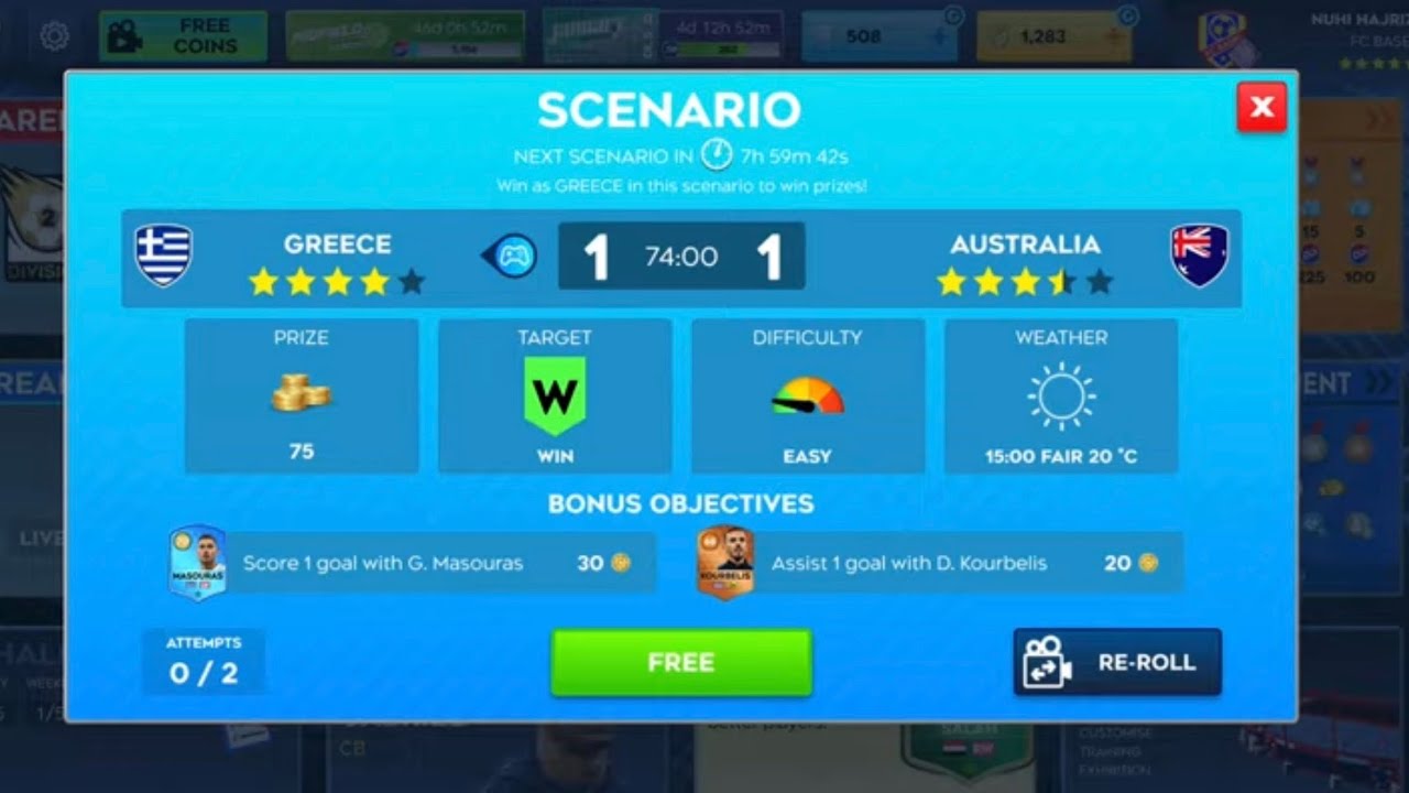 DLS 26 scenario: Greece VS Australia